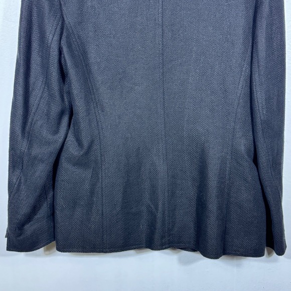 Vintage Talbots Black Linen Blend Blazer Sz 12 Single Breasted Y2K Career Jacket - Picture 10 of 16